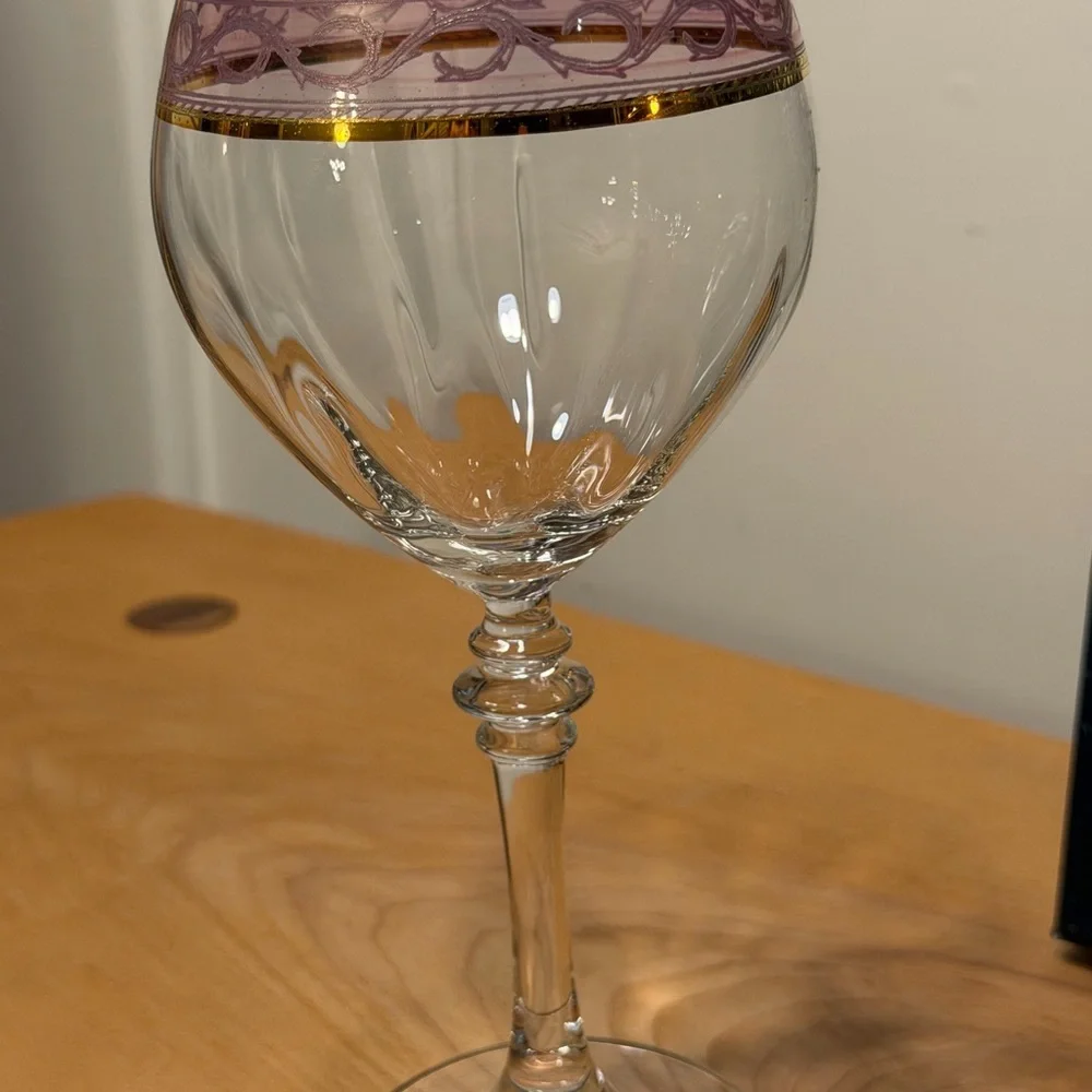 Exquisite Vintage Italian Crystal Wine Glasses by Fumo;‎ Set of 6